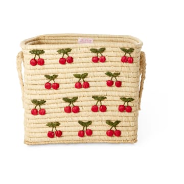 Rice Raffia Korb mit Griff 30 x 30cm - Kirsche - RICE