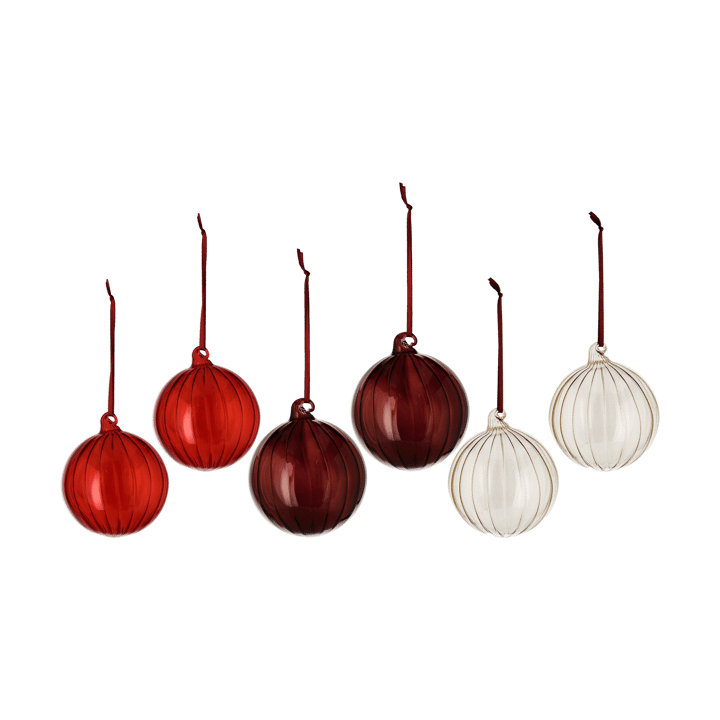 Clarity Weihnachtskugel Ø8cm 6er Pack - Rot  - Scandi Living