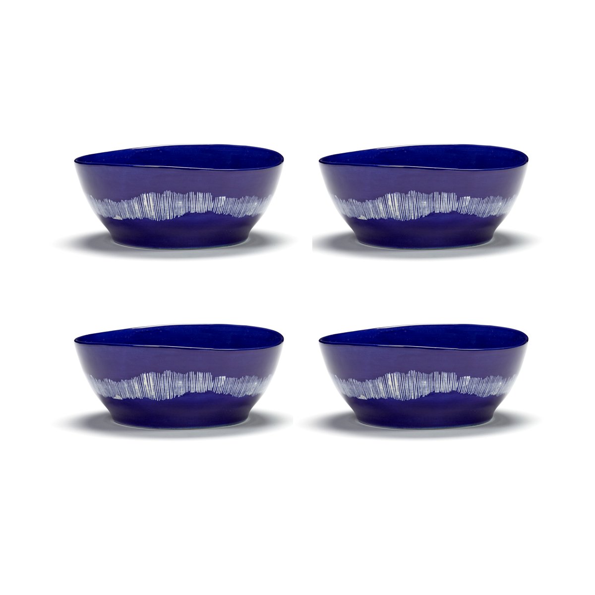 Serax Ottolenghi Feast Schale L Ø17 cm 4er Pack Dark blue stripes-white