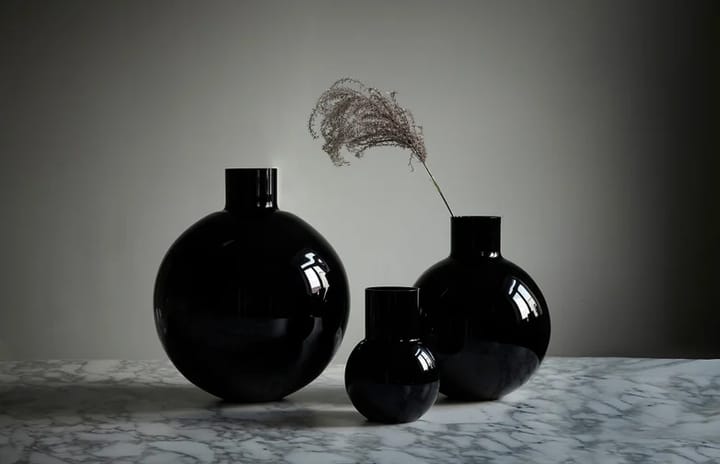 Pallo Vase, Schwarz 31cm Skrufs Glasbruk