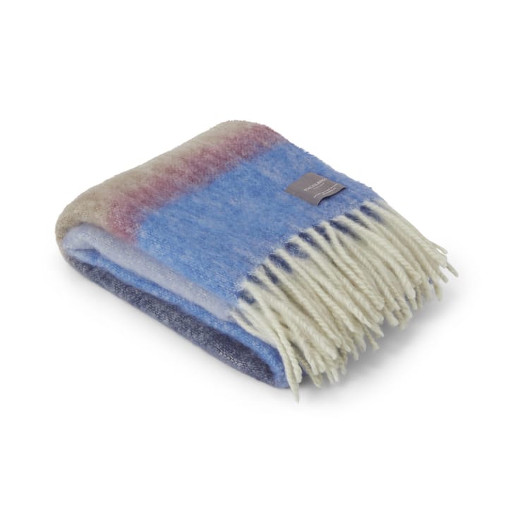 Mohair Decke - Stripe Blue, Azur & Camel - Stackelbergs