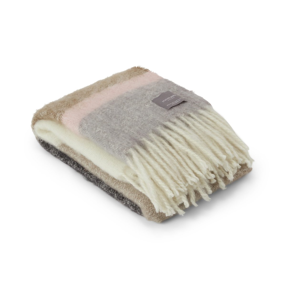 Stackelbergs Mohair Decke Stripe Brown, Black & Rose