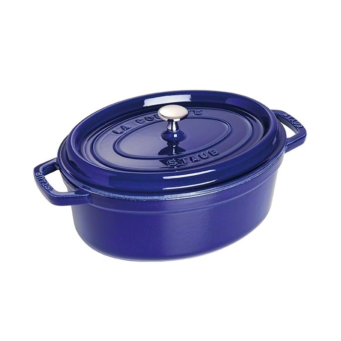 STAUB Staub ovaler Topf aus Gusseisen, drei Schichten Emaille 4,2 l Dunkelblau