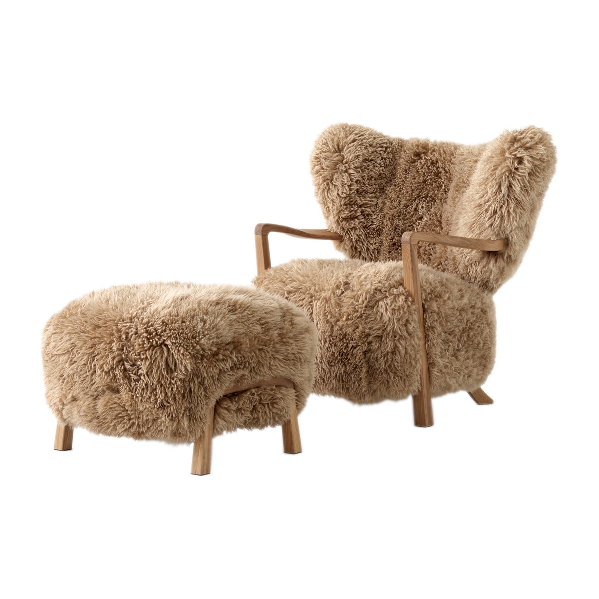 &Tradition Wulff Lounge Chair ATD2 Fauteuil inkl. Fußhocker ATD3 Eiche geölt-Sheepskin honey