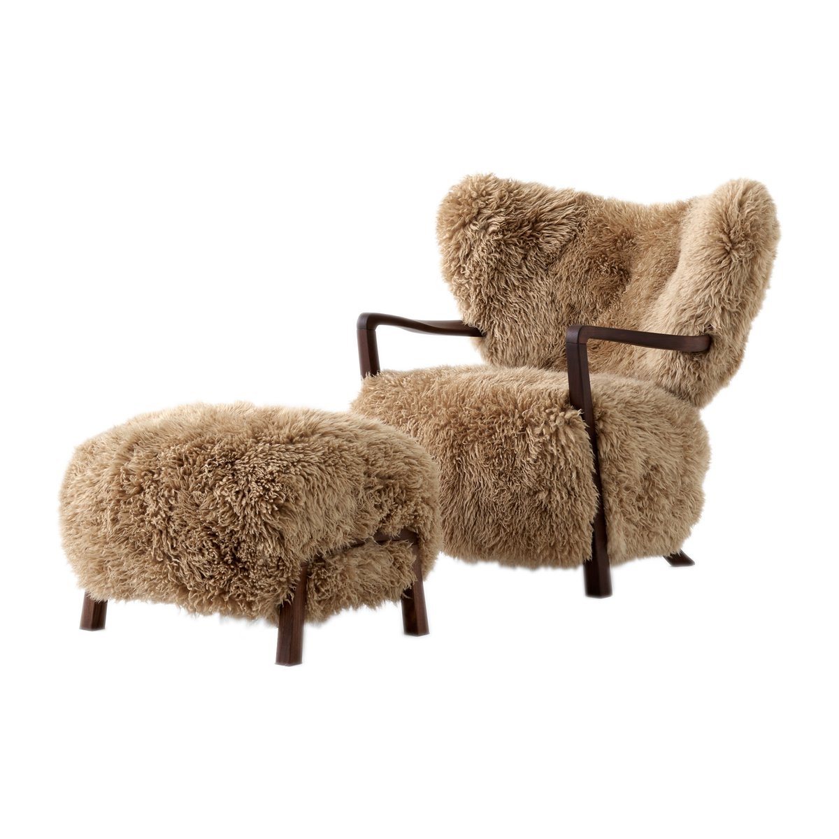 &Tradition Wulff Lounge Chair ATD2 Fauteuil inkl. Fußhocker ATD3 Walnuss geölt-Sheepskin honey