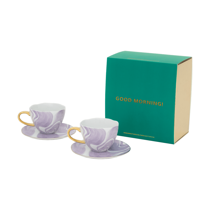 Good Morning Geschenkset Cappuccino Tasse & Untertasse 2er-Pack - Valuri violet - URBAN NATURE CULTURE