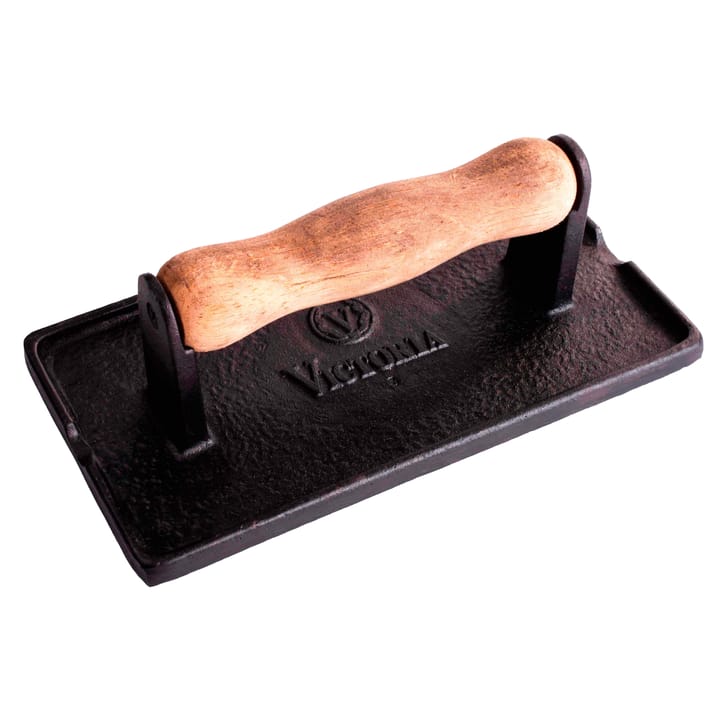 Speck- und Grillpresse Gusseisen mit Holzgriff - 21x11 cm - Victoria