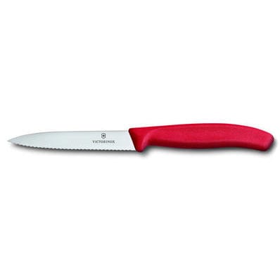 Victorinox Gemüse- & Schälmesser mit Wellenschliff 10 cm - Rot - Victorinox