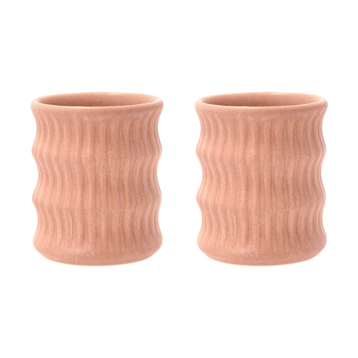 Styles Becher mit geriffeltem Muster 30 cl 2er-Pack - Rosa - Villa Collection