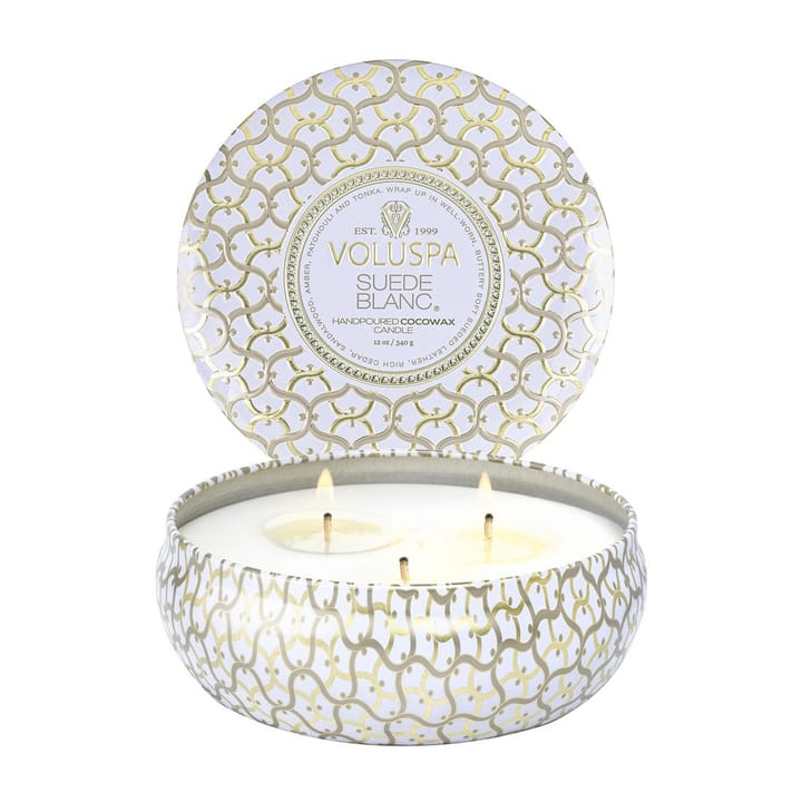 Maison Blanc 3-wick Tin Duftkerze 40 Stunden, Suede Blanc Voluspa