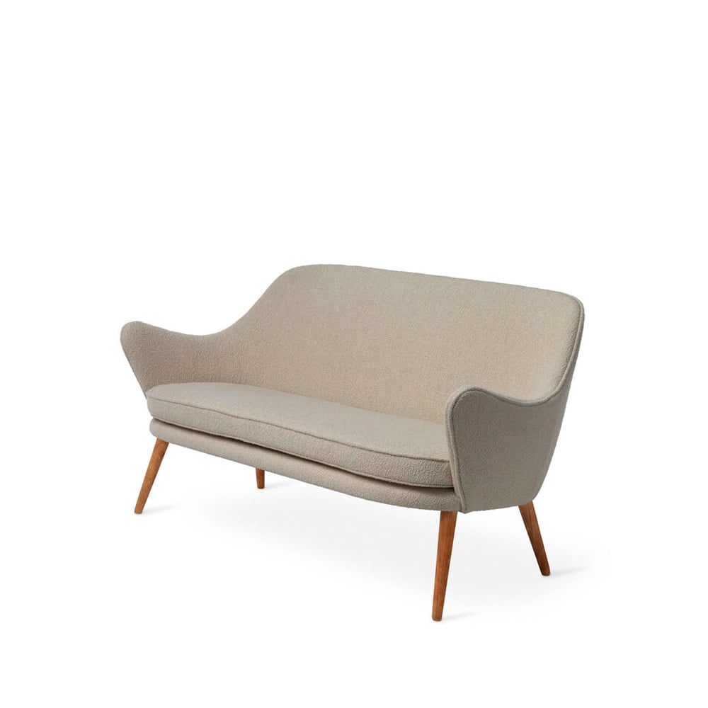 Warm Nordic Dwell Sofa 2-Sitzer Stoff barnum 2 sand, Eichenbeine geraucht